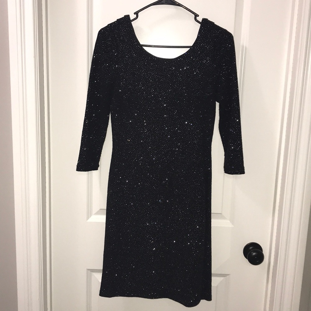 Black Sparkle Dress- swoop back